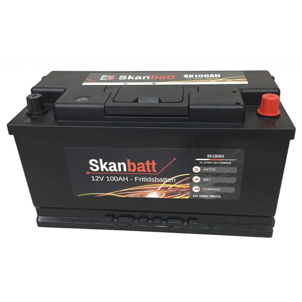 SKANBATT Fritidsbatteri 12V 100AH 780CCA (354x175x190/190mm) +høyre
